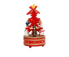 love enjoy Weihnachtsschmuck, Weihnachtsholz Rotating Spieluhren, Spieldosen, Christbaumschmuck, Weihnachtsbaum-Lichter, Geschenke der Kinder,Red-21X11cm