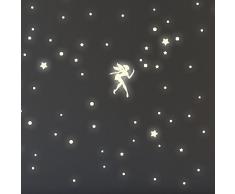 Wandkings Fee mit Punkten und Sternen Wandsticker / 367 Sticker / Fluoreszierend & im Dunkeln leuchtend