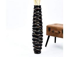 Leewadee Große Bodenvase für Dekozweige hohe Standvase Design Holzvase 90 cm, Mangoholz, schwarz