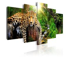 murando - Bilder 200x100 cm - Leinwandbilder - Fertig Aufgespannt - Vlies Leinwand - 5 Teilig - Wandbilder XXL - Kunstdrucke - Wandbild - Tier Leopard Natur g-C-0031-b-n