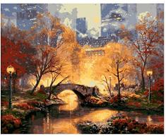 Alletemo DIY Malen nach Zahlen Kits auf Leinwand, Gemälde Handgemalt Kit, Leinwand Gemälde Ölgemälde für Kinder Erwachsene Anfänger, für Geschenk Dekoration Manhattan 40 x 50 cm (Ohne Rahmen)