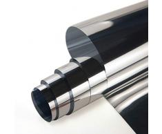 ZJELKY Folie Fenster Verdunkelungsfolie Fensterfolie Spiegel Tönungsfolie Kratzfest Wärmeisolierung UV-Schutz Silber (44 x 200 cm)