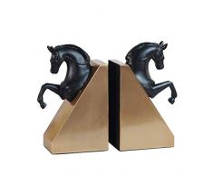 Ornamente Pferdekopf Buchstützen Tierskulptur Kunstbuch Stopper Schwergewicht Statue Metallfigur Geschenk für Papa Liebhaber Dekor-Schwarz 7,5 x 20 x 18,5 cm (3 x 8 x 7 Zoll)