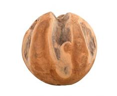 MACOShopde by MACO Möbel Teakholz Deko Kugel Bornholm 30 cm – Echtes Unikat aus Teakholz, Vollholz, Hellbraun/braun