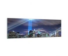 Glasbild mit Winter SALE New York City Manhattan at night - USA 120x40 cm - Deko Glas - Wandbild aus Glas - Bild auf Glas - moderne Glasbilder - Glasfoto - Echtglas - kein Acryl - Handmade