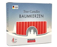 Brubaker 20er Pack Baumkerzen Wachs Weihnachtskerzen Pyramidenkerzen Christbaumkerzen Rot