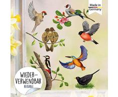 Wandtattoo Loft Fensterbild Frühling Ostern selbstklebend Vogel Wiederverwendbar Vögel / 2. DIN A3