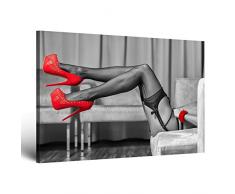 ge-Bildet® Leinwandbild zum Angebotspreis sexy Model - schwarz weiß erotik - 40x30 cm einteilig - direkt vom Hersteller aus Deutschland - Made in Germany