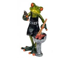 Frosch mit Grill Kröte Lurch Deko Tier Figur Skulptur Froschkönig Laubfrosch