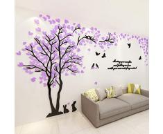 Vivilineneu Wandtattoo 3D Acryl Wandaufkleber Baum Wandsticker DIY Dekoration für Wohnzimmer Schlafzimmer Kinderzimmer (Violett)