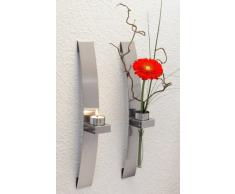 chg Wandleuchter/Blumenhalter 39,5x5x8 cm 2 Stück, Edelstahl, silber, 40 x 5 x 8 cm