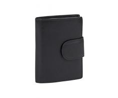 LEAS Damenbörse und Herrenbörse mit Außenriegel im Hochformat, Sicherheits Portemonnaie mit RFID Schutz Folie mit Geschenk Box Echt-Leder, schwarz