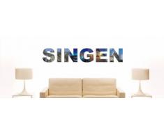 INDIGOS UG - WANDTATTOO / Wandsticker / Wandaufkleber / Aufkleber farbige Wandschrift Städtename Singen (Hohentwiel) mit Sehenswürdigkeiten 80 x 14 cm Länge