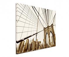 100x70cm Bild Sepia Auf der Brooklyn Bridge New York City