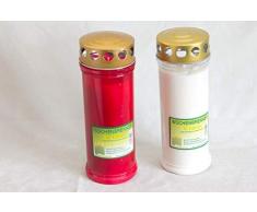 St. Jakob´s Kerzen - Grabkerzen in Rot mit Golddeckel - 24 STÜCK Grablichter mit Deckel - 7 Tage Wochenbrenner Grabkerzen - Friedhofskerze