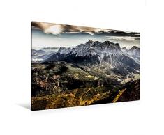 Calvendo Premium Textil-Leinwand 120 cm x 80 cm quer, Zugspitze | Wandbild, Bild auf Keilrahmen, Fertigbild auf echter Leinwand, Leinwanddruck: Der herbstliche Berg, die Zugspitze Natur Natur