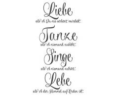 dekodino® Wandtattoo Spruch Motto Liebe Tanze Singe Lebe Wandsticker Deko