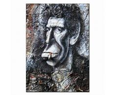 Cyalla Moderne Porträt Poster Abstrakte Figur Ölgemälde Druck Auf Leinwand Der Räuchermann Wandkunst Bild Für Bar Dekorative Gerahmt 60X90Cm