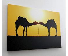 Kamele Dromeda Kuss Liebe Afrika Leinwand Bild Wandbild Kunstdruck L0724 Größe 70 cm x 50 cm