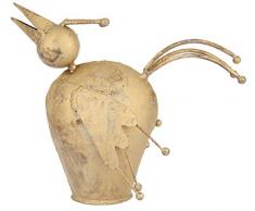 Dekofigur Vogel aus Metall stehend Deko Figur Skulptur Wohnzimmer Handarbeit - mit Rost Optik - Gold / 16 x 19 x 8cm