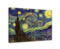 Bilderdepot24 Leinwandbild Vincent van Gogh - Alte Meister Sternennacht 50x40cm - fertig gerahmt, direkt vom Hersteller