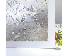 Zindoo Fensterfolie 3D Dekofolie Sichtschutzfolie Blumen Tulpe Ohne Kleber Dekorfolie Statisch Folie für Heim Kueche, Umkleide und Konferenzräume 44.5 x 200CM