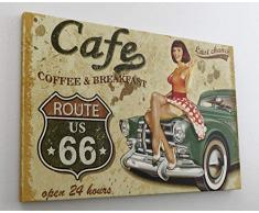 Retro Vintage Cafe Route 66 Leinwand Canvas Bild Wandbild Kunstdruck L2083 Größe 70 cm x 50 cm