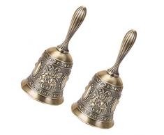 LIOOBO Service Handglocke Tischglocke Zink-Legierung Retro Rufglocke für Hotel Bar Restaurant Liefert (Messing Antik) 2 Stücke