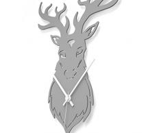 Wandkings Wanduhr Hirschkopf aus Acrylglas, in 11 Farben erhältlich (Farbe: Uhr = Grau glänzend; Zeiger = Weiß)