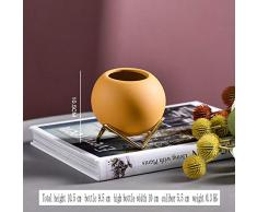 Mingzhi 1 Stück Keramik Kleiner Blumentopf Runde Kugel Schmiedeeisen Desktop Bracket Vase Dekoration Ornamente Blumenblumen Arrangeur Nordic, Gelb