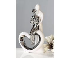 Moderne Skulptur Romanze aus Keramik weiß/silber Höhe 33,5 cm Breite 19,5 cm