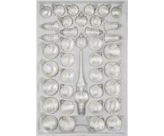 39 tlg. Glas-Weihnachtskugeln Set in Ice Weiss Silber Regen- Christbaumkugeln - Weihnachtsschmuck-Christbaumschmuck