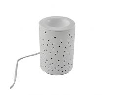 Heim & Büro Porzellan Duftlampe DOTS | 1 Stück | Elektrisch | Weiss | 15 cm | für die Steckdose | mit Birne | Aromalampe
