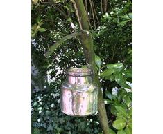 Chic Antique Windlicht zum Hängen/Teelichthalter/Glaslaterne/Glaswindlicht/mit Henkel zum aufhängen in Bäumen/Gartenwindlicht/Terrassenwindlicht