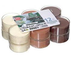 Smart Planet® Kerzen Ambiente - 12er Set große Jumbo Teelichter mit angenehmen VANILLE Duft i.transparenter Kunststoff Hülle Teelicht durchsichtig