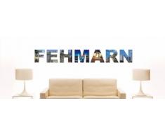 Wandtattoo farbige Wandschrift Städtename Fehmarn mit Sehenswürdigkeiten 80 x 11 cm Länge