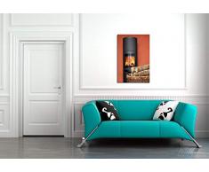 Wallario Leinwandbild Kamin Romantik - 60 x 90 cm in Premium-Qualität: Brillante lichtechte Farben, Hochauflösend, verzugsfrei