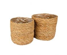 Gina Da Korb 2er Set Seegras Übertopf Pflanzkübel Pflanztopf Rund Blumentopf Pflanze Aufbewahrungskorb (Braun)