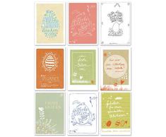 Osterkarten Set - 9 gemischte witzige Osterpostkarten für originelle Ostergrüße, bunter Postkarten Grußkarten Mix für Ostern, Recyclingpapier, klimaneutral gedruckt