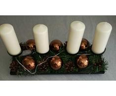 Adventskranz braun mit 4 Kerzen und LED-Beleuchtung Weihnachtsgesteck Adventsgesteck Naturmaterialien Trockenkranz Advent Weihnachten