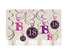 18. Geburtstag 12 Swirl Girlanden pink schwarz