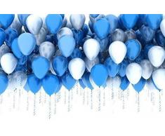 PuTwo Luftballons Blau Weiß, 100 Stück 12 Zoll Luftballons Satz von Hellblaue Luftballons Luftballons Blau und Luftballons Weiß für Baby Geburtstag, Babyparty Junge, Deko Taufe, Party Deko Blau Weiß