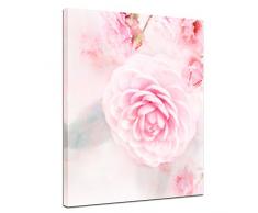 Wandbild - Aquarell - Rosa Rosen - Bild auf Leinwand 50 x 60 cm einteilig - Leinwandbilder - Bilder als Leinwanddruck - Pflanzen & Blumen - Malerei - Natur - rosafarbene Blüten