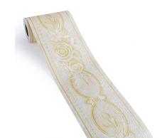 Joqixon Tapetenbordüre Selbstklebend Blumenmuster-Relief Bordüre Tapeten, Wasserdichte Bordüre Wandtattoo Wanddeko, Wandbordüre für Bad Küche Wohnzimmer Decke, 10 x 500cm