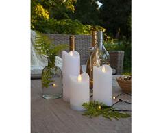 Kamaca Outdoor LED Kerzen im 3er Set batteriebetrieben inkl. Timer Kerze flackernd für Innen und Außen Bereich Outdoor (3er Set Weiss)
