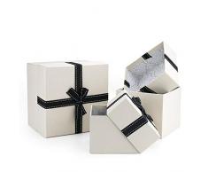 VEESUN Geschenkboxen 3 Set Verschiedene Größen, Luxus Präsentation Geschenkkarton mit Deckel, Dekorative Pappschachteln für Hochzeit Weihnachten Geburtstagsgeschenk Freund sie, Beige mit Band, MEHRWEG