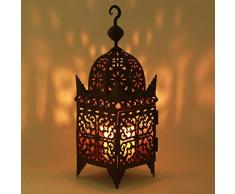 Casa Moro Marokkanische Laterne aus Eisen Firyal H 50 cm mit rost-finish | Handmade Gartenwindlicht Tischlaterne | Prachtvolles Windlicht wie aus 1001 Nacht | L1655
