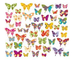 50 x Schmetterlinge, Wandsticker, Fenstersticker, Fensterbilder Schmetterlinge, Windowsticker, Wandtattoos, Fliesenaufkleber, 50 Aufkleber, auf einer Gesamtfläche von 101,5 x 21 cm