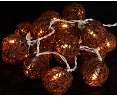 Rattan-Ball Lichterkette braun / Kugel Lichterketten