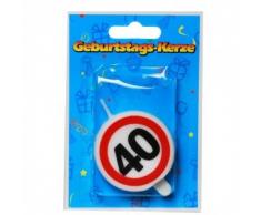 Zahlenkerze 40 Verkehrsschild, ca. 5 cm